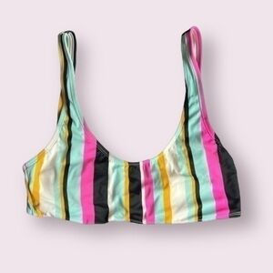 Hula Honey Stripe Bikini Scoop Neck Top